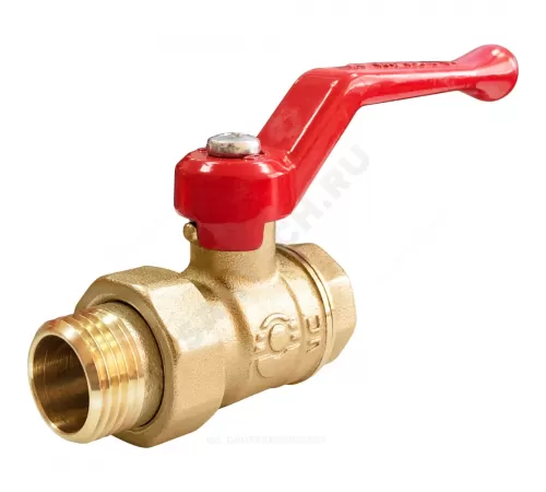 Кран шаровой латунь 11Б27фт1М OPTIMA Ду 15 Ру25 ВР/"американка" полнопроходной рычаг красный VALFEX VF.225.L0R1.012