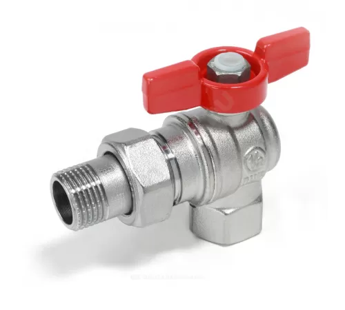 Кран шаровой латунь хром угловой R789 Ду 20 Ру16 ВР/"американка" полнопроходной бабочка красная Giacomini R789X005
