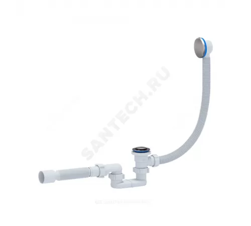 Слив-перелив для ванны плоский автоматический 1 1/2"x40 с гофрой 40х50 слив клапан "клик-клак", пробка D=42,6мм АНИ Пласт EC055