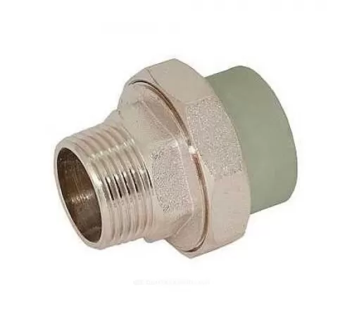 Муфта PP-R комбинированная разъемная серая Дн 20х3/4" НР RTP (РосТурПласт) 15807