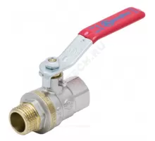 Кран шаровой латунь никель 1003 Euro Ду 25 Ру25 ВР/НР полнопроходной рычаг красный Aquasfera 1003-03 .