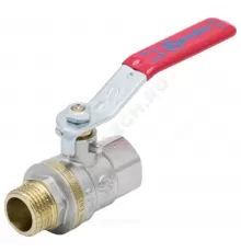 Кран шаровой латунь никель 1003 Euro Ду 25 Ру25 ВР/НР полнопроходной рычаг красный Aquasfera 1003-03 .