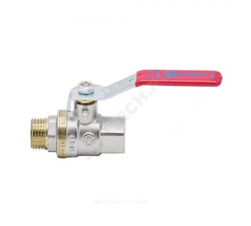Кран шаровой латунь никель 1003 Euro Ду 25 Ру25 ВР/НР полнопроходной рычаг красный Aquasfera 1003-03 .