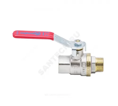 Кран шаровой латунь никель 1003 Euro Ду 25 Ру25 ВР/НР полнопроходной рычаг красный Aquasfera 1003-03 .