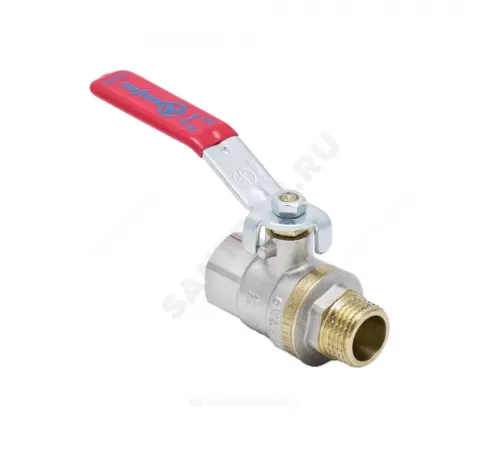 Кран шаровой латунь никель 1003 Euro Ду 25 Ру25 ВР/НР полнопроходной рычаг красный Aquasfera 1003-03 .