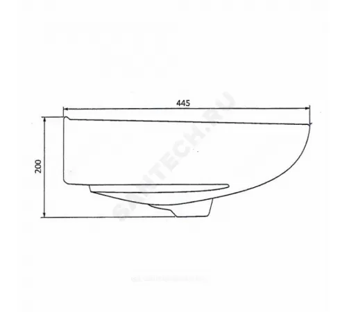 Умывальник подвесной Антей 55 1 отверстие под смеситель по центру УмОв2Ф с переливом Лобненский стройфарфор 10/1/5/1-76