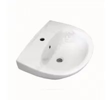 Умывальник подвесной Антей 55 1 отверстие под смеситель по центру УмОв2Ф с переливом Лобненский стройфарфор 10/1/5/1-76