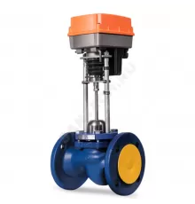 Клапан запорно-регулирующий чугун TRV-T односедельный Ду 20 Ру16 фл Kvs=6.3м3/ч с эл/приводом 3-х позиционным TSL-1600-25-1-230-IP67 230В Теплосила TRV-T-20-6,3-101