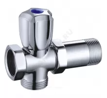 Клапан (вентиль) латунь бытовой хром 3-ходовой 1074 G3/4" Ру16 ВР/НР/НР маховик без отражателя Aquasfera 1074-01