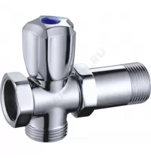 Клапан (вентиль) латунь бытовой хром 3-ходовой 1074 G3/4" Ру16 ВР/НР/НР маховик без отражателя Aquasfera 1074-01