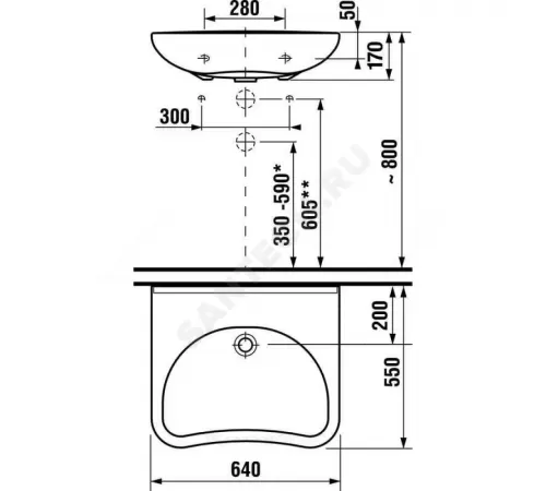 Умывальник подвесной Access 64 без отверстия под смеситель белый Roca ZRU9307660