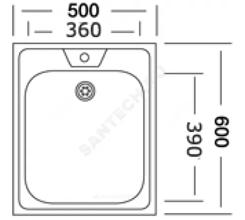 Мойка накладная 500х600х150мм сталь нержавеющая AISI 201 без сифона выпуск 1 1/2" Владикс V-204