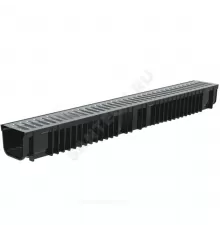 Лоток водоотводный пластиковый SteePlain DN100 H100 L=1м со стальной решеткой СТИЛОТ P1010S