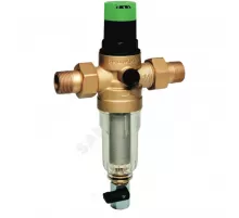 Фильтр сетчатый T-образный латунь Ду 25 Ру16 Тмакс=40 oC G1" НР FK06 с выходом под манометр с регулятором давления с краном Honeywell-Braukmann FK06-1AA