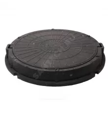 Люк полимер (легкий) черный круглый 750х630 h=90мм m=34кг 30кН ПП-630 ТехПласт