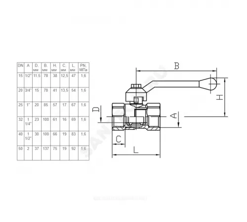 Кран шаровой латунь ПРАКТИК 120 Ду 15 Ру16 ВР рычаг красный ГАЛЛОП 103266