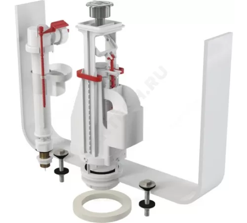 Арматура для бачка сливная/наливная 1/2" нижнее подключение кнопка хром 2/реж Alca Plast SA08ASK 1/2" CHROM