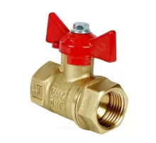 Кран шаровой латунь 11Б27фт1М Ду 15 Ру40 ВР бабочка красная VALFEX VF.217.LB1.012.N/P59