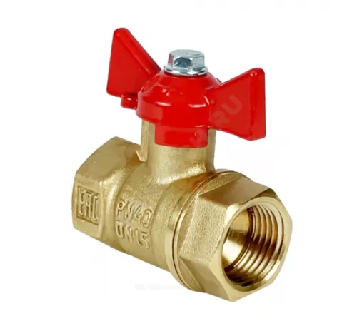Кран шаровой латунь 11Б27фт1М Ду 15 Ру40 ВР бабочка красная VALFEX VF.217.LB1.012.N/P59