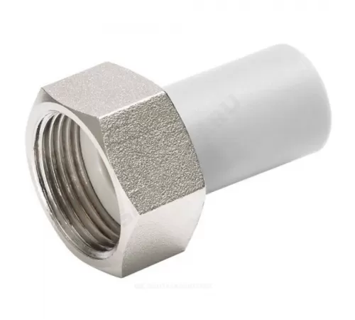 Штуцер PP-R комбинированный белый Дн 32х1 1/4" с накидной гайкой под пломбу VALFEX 11136032