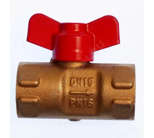 Кран для манометра шаровой латунь 11б27п(О)01 Ду 15 Ру16 ВР G1/2"-М20х1,5 с бабочкой без фланца Пензапромарматура 017011111