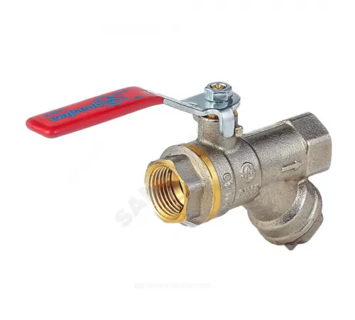 Кран-фильтр шаровой латунь никель 1014 Euro Ду 25 Ру25 ВР полнопроходной рычаг красный Aquasfera 1014-03 .