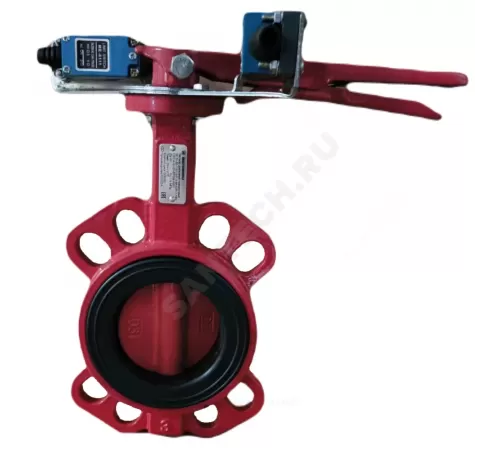 Затвор дисковый поворотный чугун FBV-A Ду 125 Ру10/16 межфл с рукояткой диск чугун манжета EPDM с концевыми выключателями EURO Benarmo