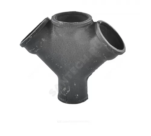 Крестовина чугун канализационная Ду 100х100х100х45гр б/н 1-плоскостная ГОСТ 6942-98 косая