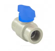 Кран шаровой PP-R серый Дн 25 полупроходной с синей ручкой VALFEX 20255025BГ