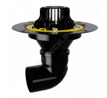 Воронка кровельная VMC с горизонтальным выпуском PP Дн 110 с листвоуловителем, обжимным фланцем Fachmann 01.019