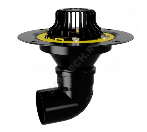 Воронка кровельная VMC с горизонтальным выпуском PP Дн 110 с листвоуловителем, обжимным фланцем Fachmann 01.019