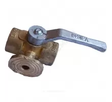 Кран для манометра 3-ходовой латунь 11б38бк/11б18бк Ду 15 Ру16 ВР G1/2"-М20х1,5 с рукояткой с фланцем ВИПРА КПТ 3.05.00-01
