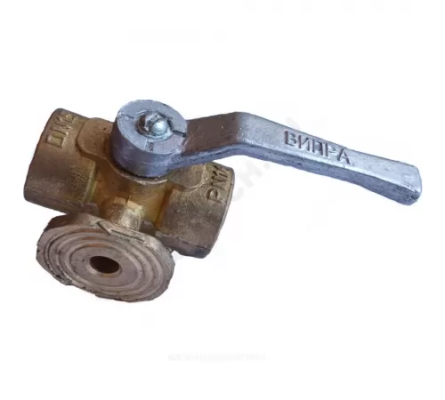 Кран для манометра 3-ходовой латунь 11б38бк/11б18бк Ду 15 Ру16 ВР G1/2"-М20х1,5 с рукояткой с фланцем ВИПРА КПТ 3.05.00-01
