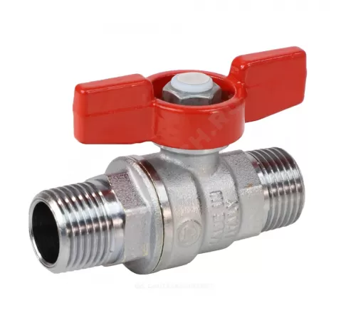 Кран шаровой латунь хром R253D Ду 25 Ру35 НР бабочка красная Giacomini R253X005