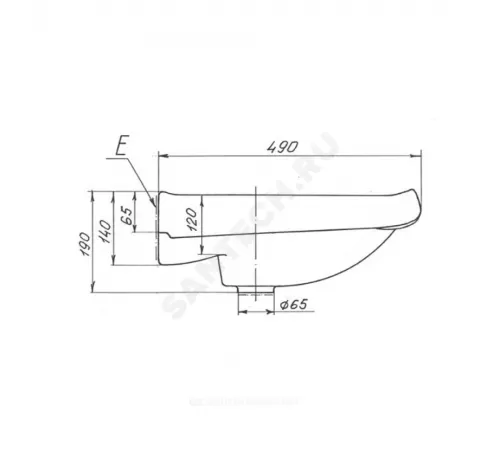 Умывальник подвесной Водолей 57 1 отверстие под смеситель по центру белый Лобненский стройфарфор 10/1/5/1-20