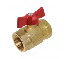 Кран шаровой латунь 11б27п5 Ду 15 Ру16 ВР полнопроходной бабочка красная Цветлит ZW10041