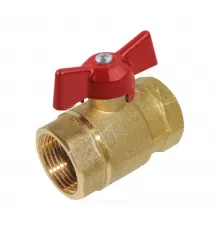 Кран шаровой латунь 11б27п5 Ду 20 Ру16 ВР полнопроходной бабочка красная Цветлит ZW10088