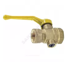 Кран для манометра 3-ходовой латунь газ 11Б27п10 Ду 15 Ру16 ВР G1/2"-М20х1,5 с рукояткой без фланца флажок/рычаг Цветлит ZW10019