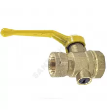 Кран для манометра 3-ходовой латунь газ 11Б27п10 Ду 15 Ру16 ВР G1/2"-М20х1,5 с рукояткой без фланца флажок/рычаг Цветлит ZW10019