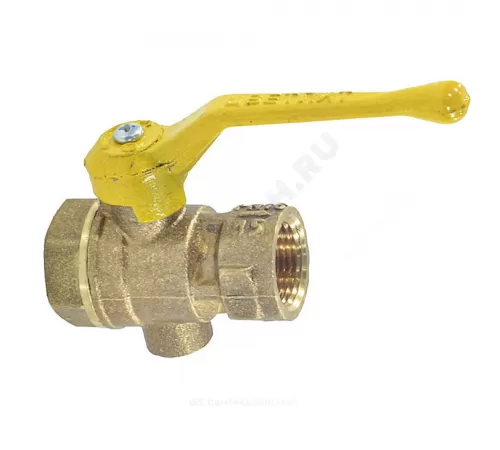 Кран для манометра 3-ходовой латунь газ 11Б27п10 Ду 15 Ру16 ВР G1/2"-М20х1,5 с рукояткой без фланца флажок/рычаг Цветлит ZW10019