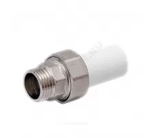 Муфта трубная PP-R комбинированная разъемная белая Дн 20х3/4" Ру25 наруж пайка/НР VALFEX 10158120