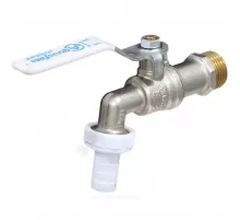 Кран шаровой водоразборный латунь никелированная со штуцером 1119 Standard Ду 20 Ру16 НР/штуц G3/4" рычаг Aquasfera 1119-02