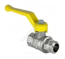 Кран шаровой латунь никель газ 11Б27фтМ Ду 40 Ру25 ВР/НР рычаг желтый VALFEX VF.272.NR3.112.N/P59