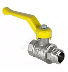 Кран шаровой латунь никель газ 11Б27фтМ Ду 20 Ру40 ВР/НР рычаг желтый VALFEX VF.272.NR3.034.N/P59