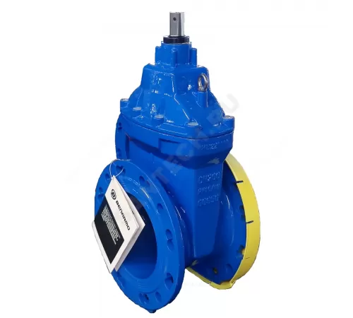 Задвижка чугун 30ч39р 1010W аналог МЗВ обрезиненный клин EPDM с гайкой и направляющими клина Ду 350 Ру10/16 фл Benarmo