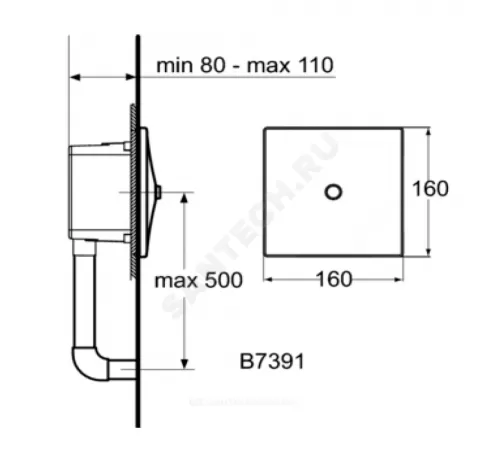 Кран для писсуара нажимной встраиваемый Ideal Standard B7391AA