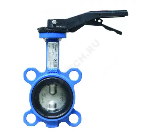 Затвор дисковый поворотный чугун VPG4449-02NI Ду 250 Ру16 межфл с рукояткой диск нерж манжета NBR Tecofi VPG4449-02NI0250