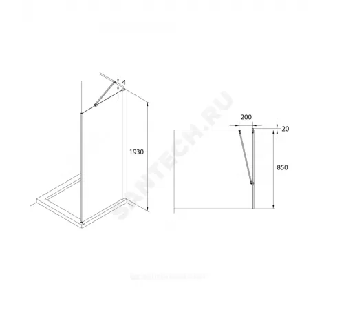 Стенка душевая Capital 900х1950мм прозрачное стекло профиль хром Roca M4409012M