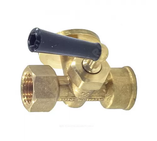 Кран для манометра 3-ходовой латунь 183 Ду 15 ВР G1/2"-М20х1,5 с рукояткой с фланцем Icma 90183ADAO05