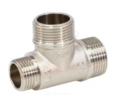 Тройник латунь никель переходной Ду 15х20х20 (1/2"х3/4"х3/4") НР/НР/НР VALFEX VF.131.N.034